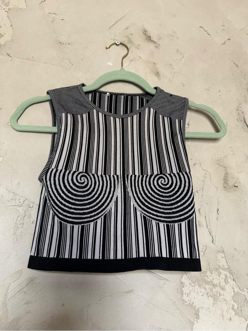 Zara Black and White Striped Sleeveless Knit Tank